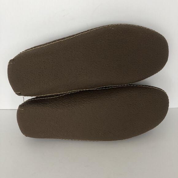 L.L. BEAN Handsewn Flannel-Lined Slippers Moccasin Men's Sz 10 Brown #71341 Nice - Picture 9 of 9
